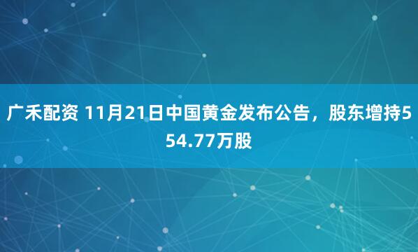 广禾配资 11月21日中国黄金发布公告，股东增持554.77万股