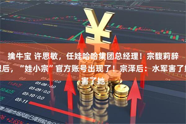 擒牛宝 许思敏，任娃哈哈集团总经理！宗馥莉辞职后，“娃小宗”官方账号出现了！宗泽后：水军害了她